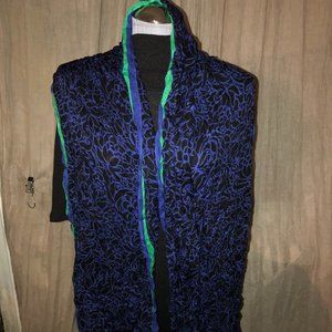 talbots NEW blue flower print scarf 22x77"